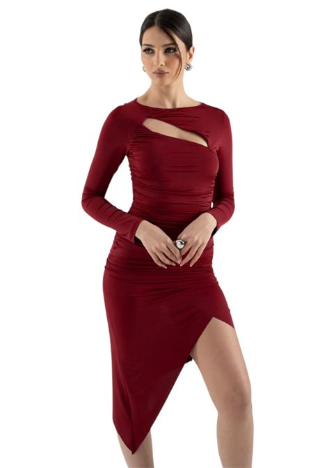 Abito asimmetrico in jersey lucido VALENTINA RIO | Abiti | V1799/01575